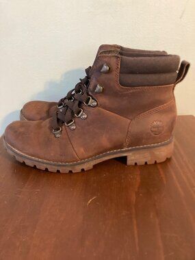 Timberland Ortholite Womens Brown Leather Waterproof Ankle Boots Size 6 Durable